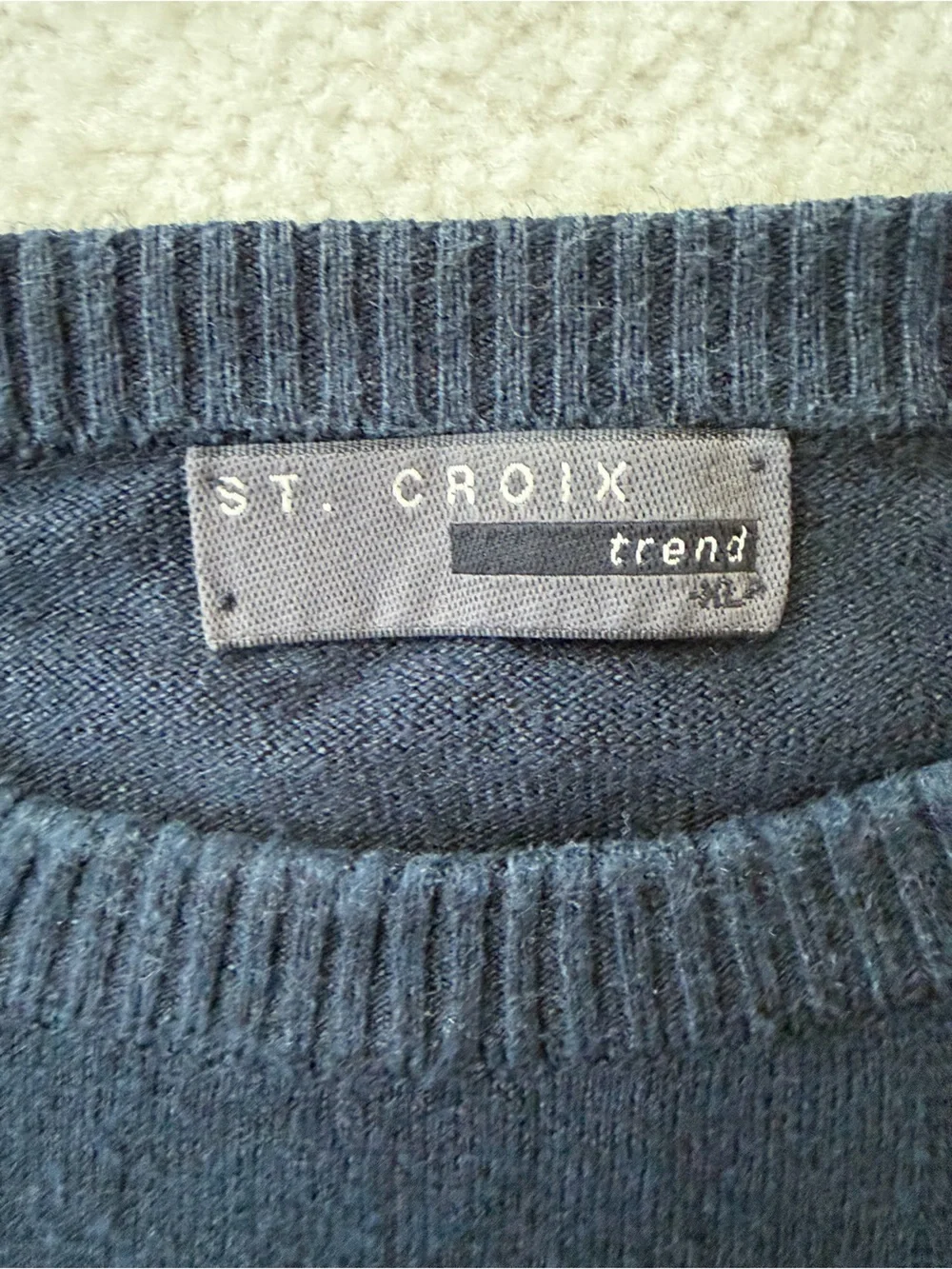 St.Croix Silk and Cotton Classic Men's Navy Crewneck Sweater